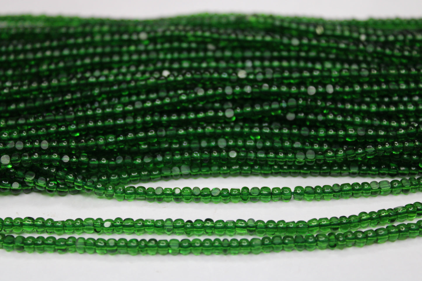 8/0 Charlotte True Cut Beads, Tr. Dark Green (2 Facets) 1 Strand, Craft Supplies, Jewelry making, Embroidery materials, Vintage beads, (50060 Dark)