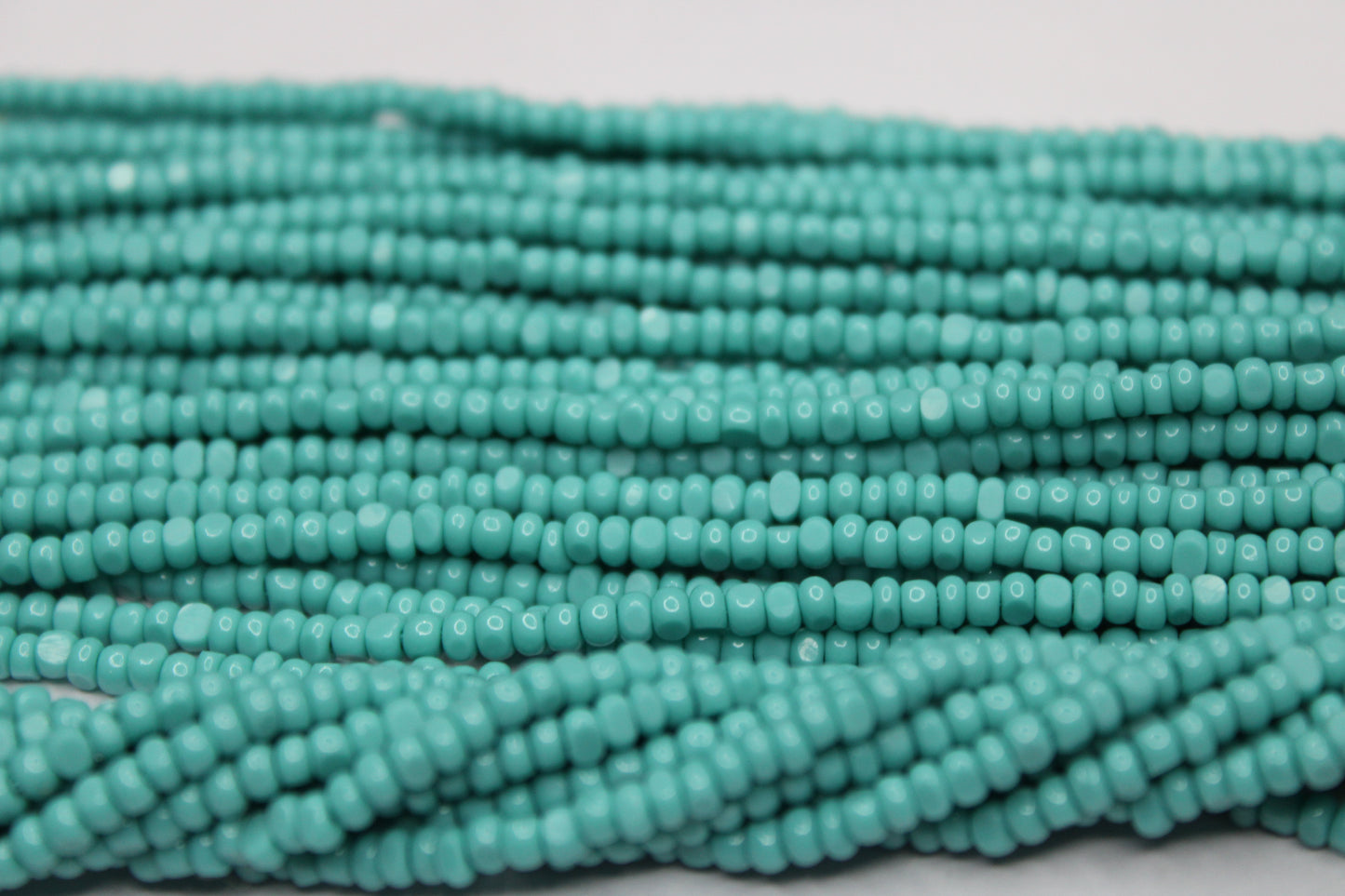 8/0 Charlotte True Cut Beads, Op. Turquoise Blue (2 Facets) 1 Strand, Craft Supplies, Jewelry making, Embroidery materials, Vintage beads, 63130