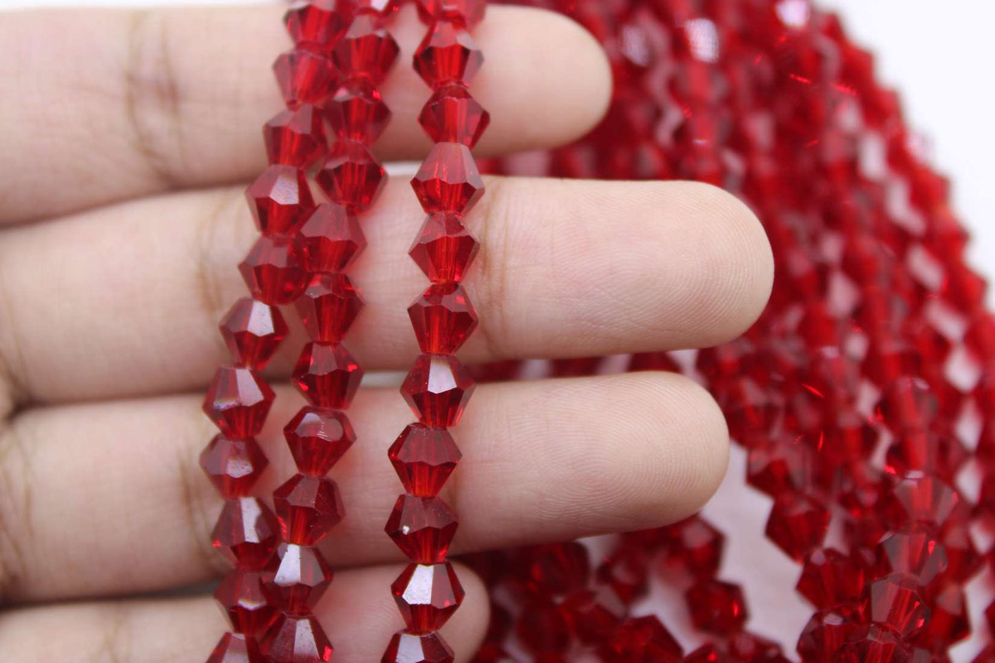 6mm Czech Bicone Crystal Beads, Siam Red, 1 String, Superior quality beads