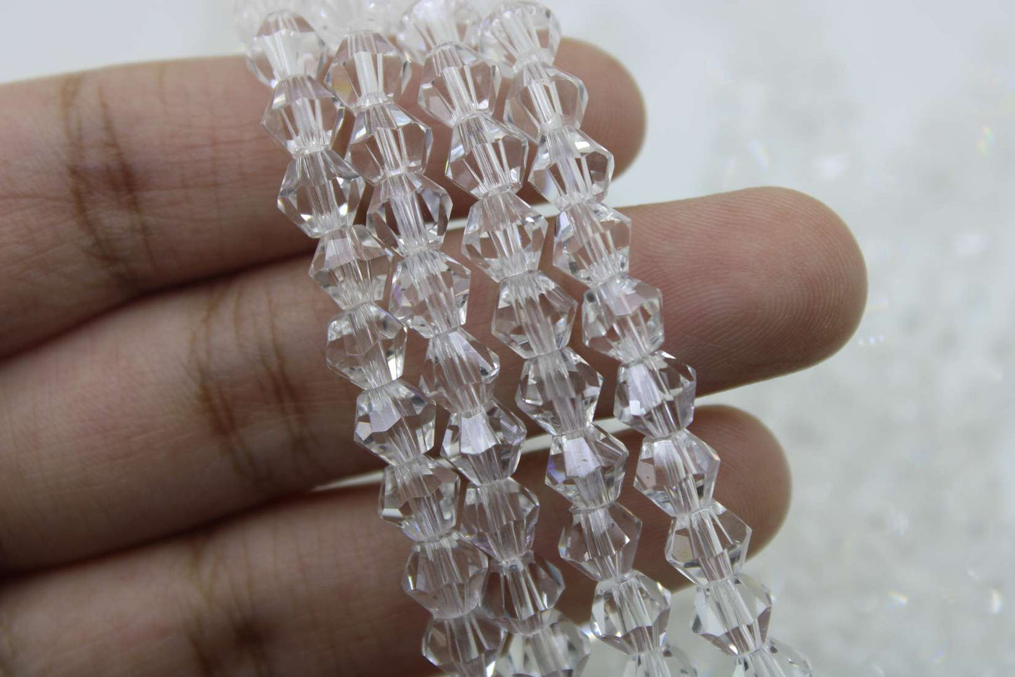 6mm Czech Bicone Crystal Beads, White Transparent, 1 String, Superior quality beads