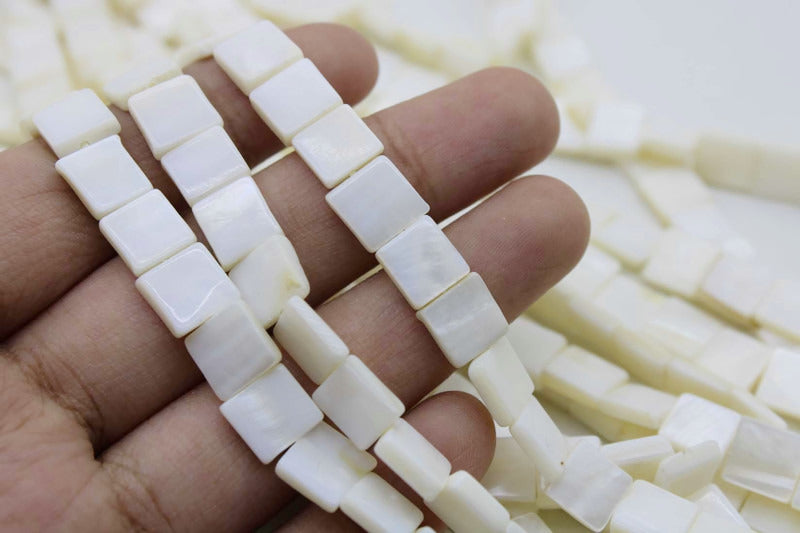Mother Of Pearl Beads, Square 8mm, 1 Strand, Natural Shell Beads
