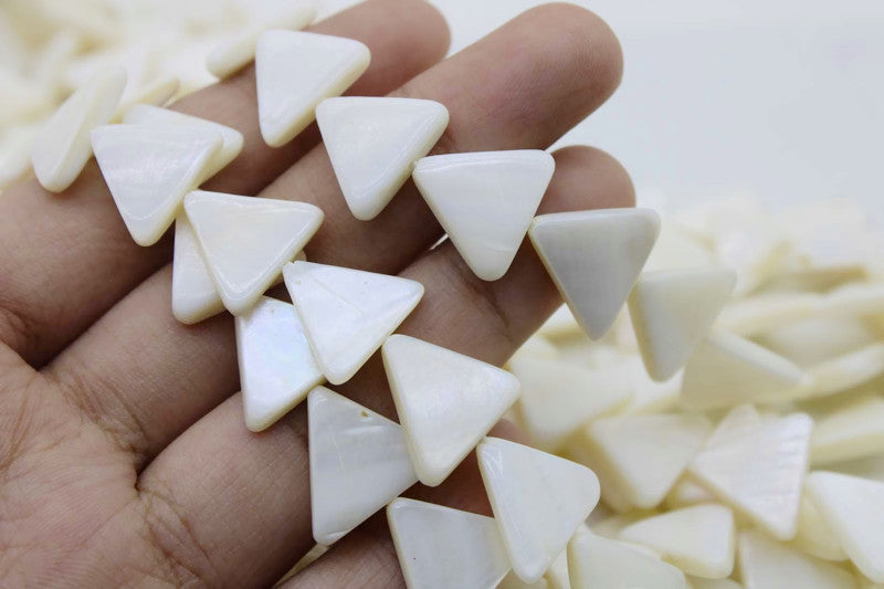 Mother Of Pearl Beads, Triangle 16mm, 1 Strand, Natural Shell Beads