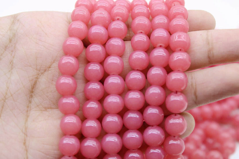 8mm Salmon Pink Glass Beads | High-Quality Beads for Embroidery and Jewelry Making