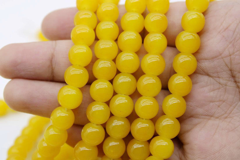 8mm Yellow Glass Beads | High-Quality Beads for Embroidery and Jewelry Making