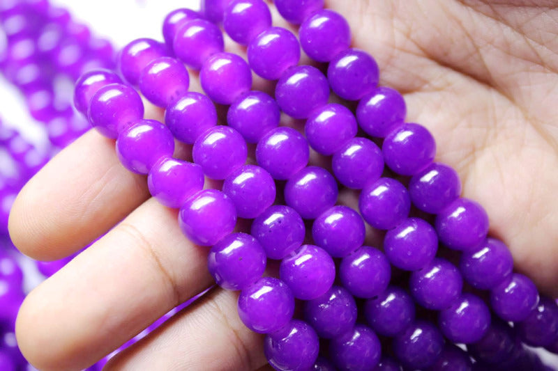 8mm Purple Glass Beads | High-Quality Beads for Embroidery and Jewelry Making