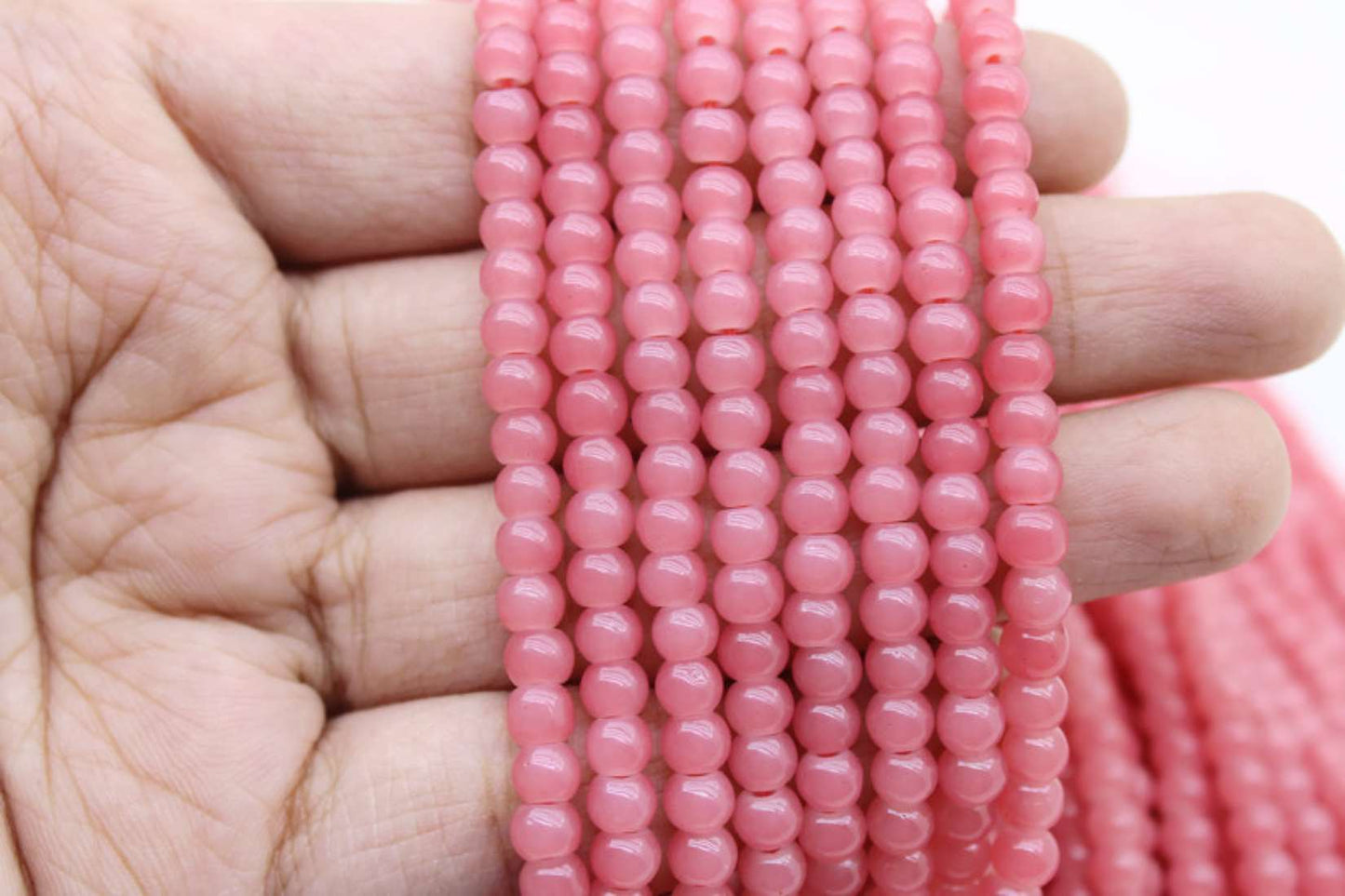 4 mm Salmon Pink Glass Beads | High-Quality Beads for Embroidery and Jewelry Making