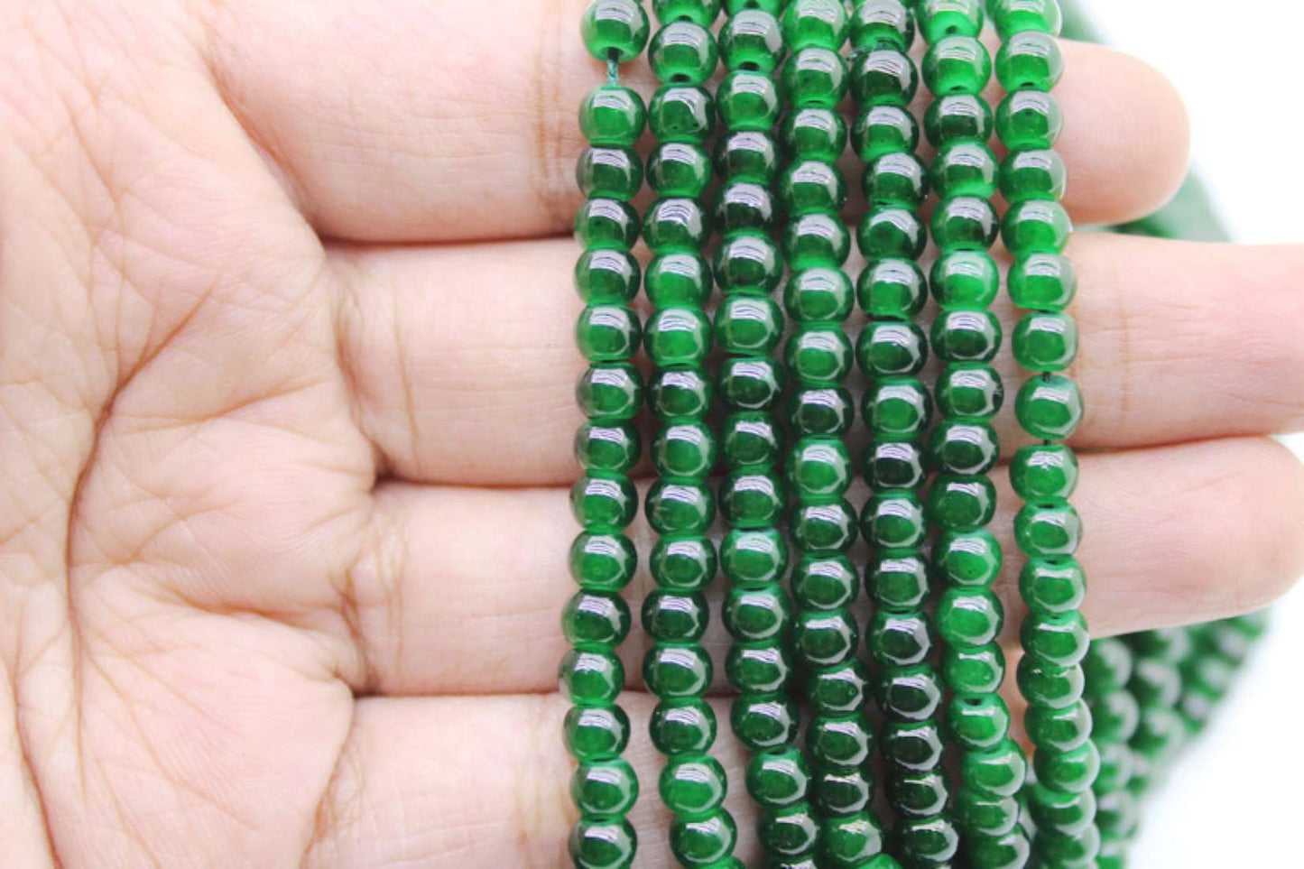 4 mm Dark Green Glass Beads | High-Quality Beads for Embroidery and Jewelry Making