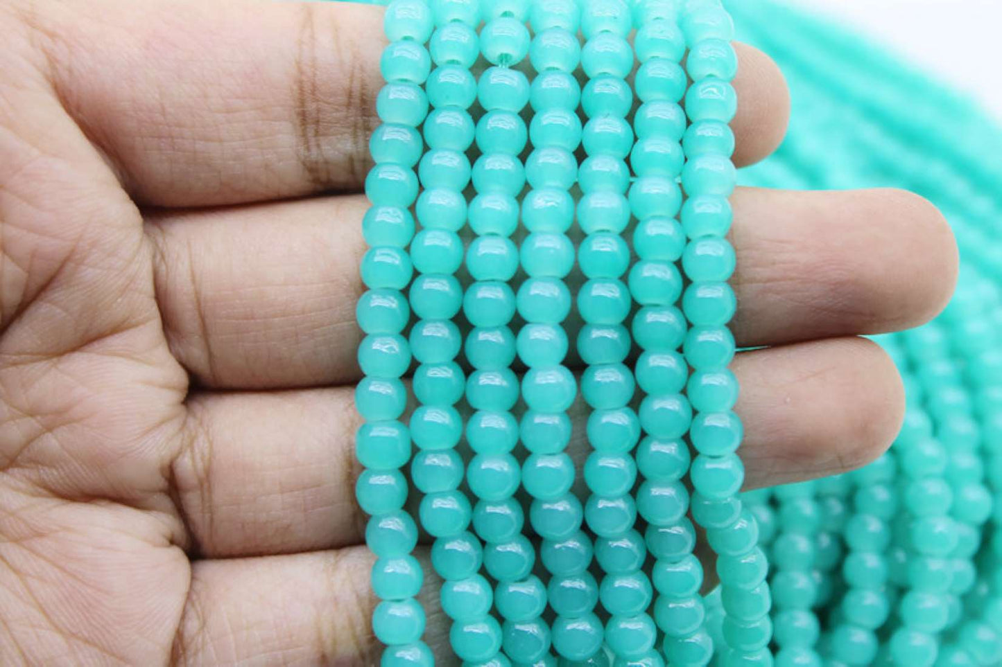 4 mm Turquoise Glass Beads | High-Quality Beads for Embroidery and Jewelry Making