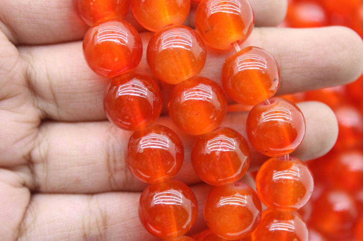 12mm Jelly Glass Beads, Orange | High-Quality Beads for Embroidery and Jewelry Making