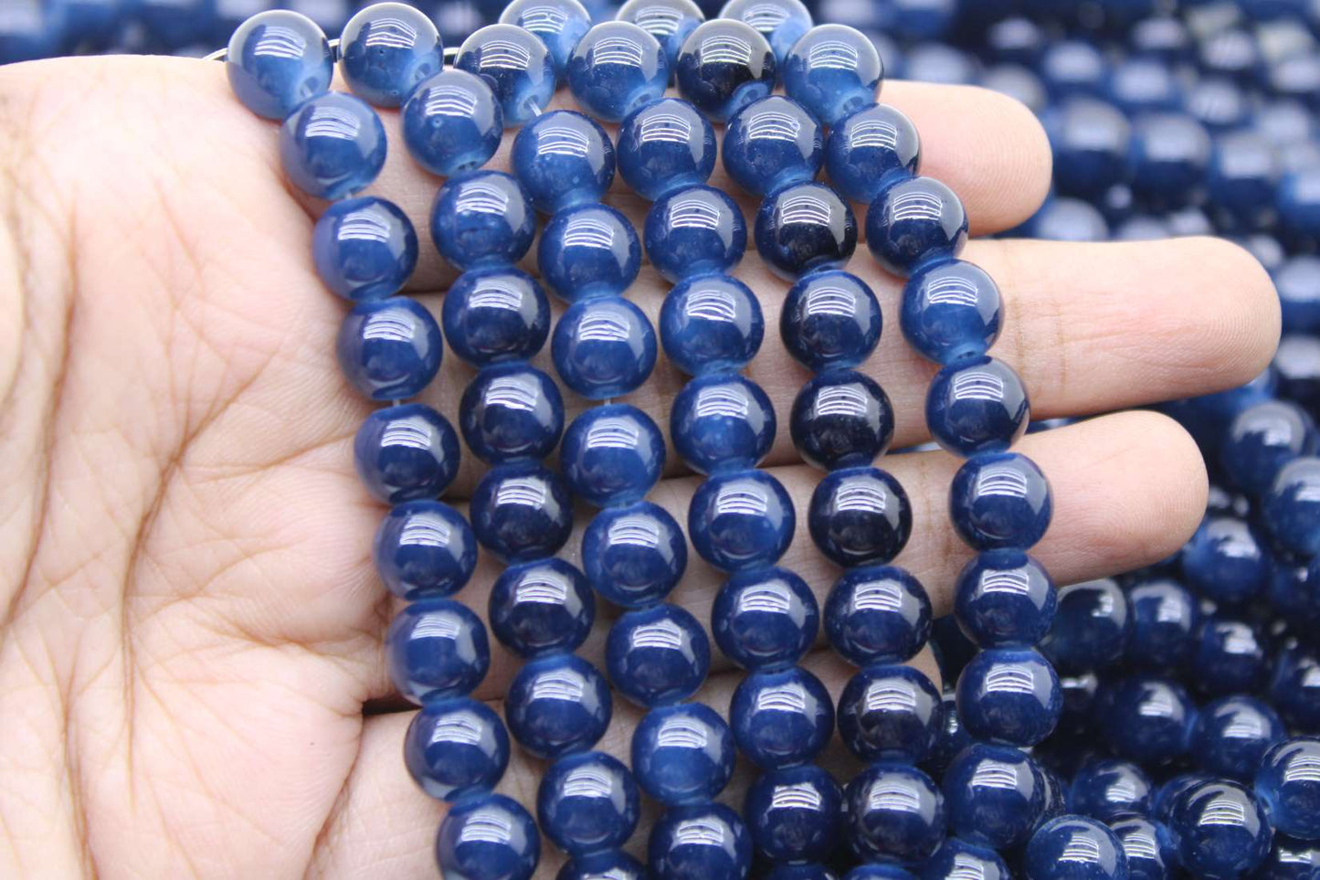 8mm Sapphire Blue Glass Beads | High-Quality Beads for Embroidery and Jewelry Making