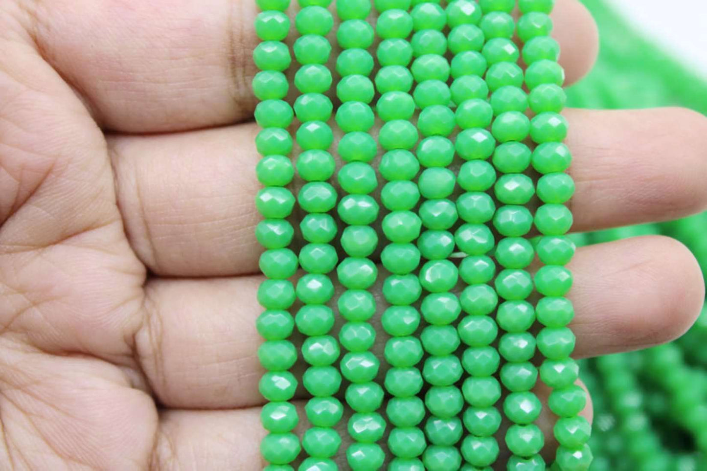 4mm Czech Rondelle Crystal Beads, Forest Green Opaque, 1 Strand, Superior quality beads, jewelry supply.