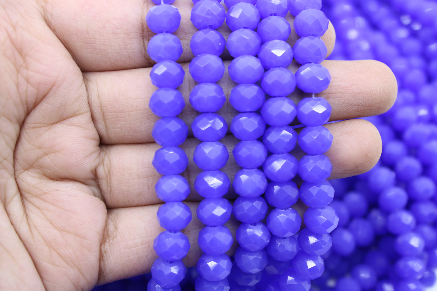 8mm Czech Rondelle Crystal Beads, Opal Blue, 1 String, Superior quality beads, Jewelry supply.
