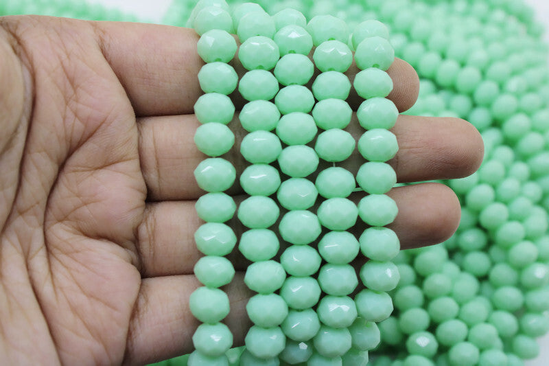 8mm Czech Rondelle Crystal Beads, Mint, 1 String, Superior quality beads, Jewelry supply.