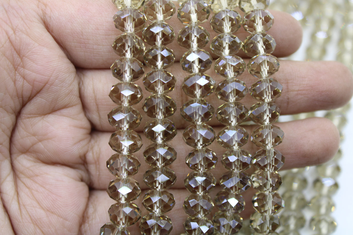 8mm Czech Rondelle Crystal Beads, Black Diamond, 1 String, Superior quality beads, Jewelry supply.