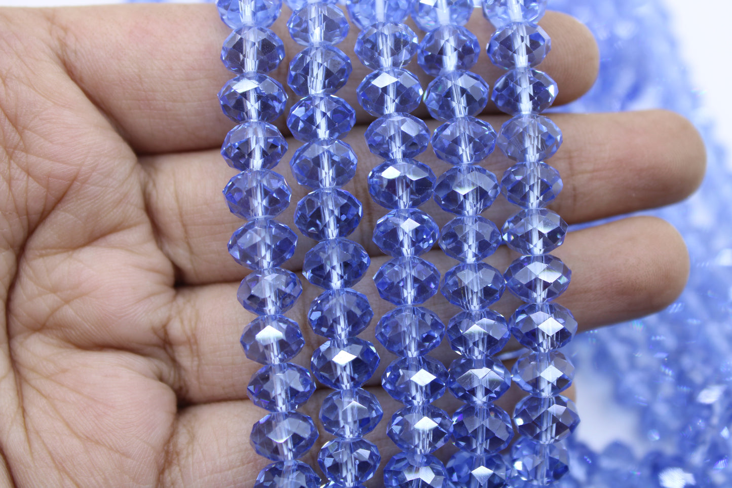 8mm Czech Rondelle Crystal Beads, Capri Blue Transparent, 1 String, Superior quality beads, Jewelry supply.