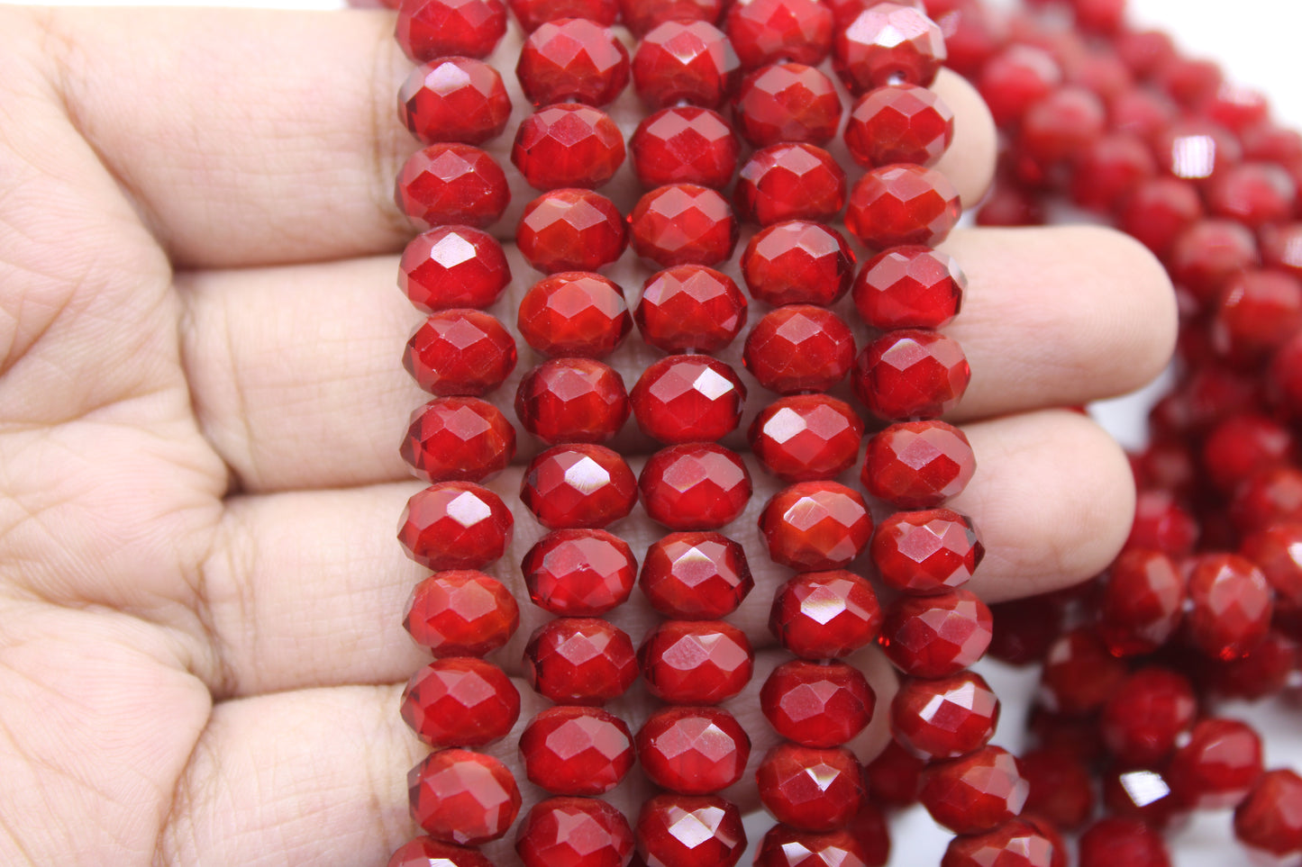 8mm Czech Rondelle Crystal Beads, Burgundy, 1 String, Superior quality beads, Jewelry supply.