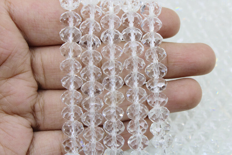 8mm Czech Rondelle Crystal Beads, Crystal, 1 String, Superior quality beads, Jewelry supply.