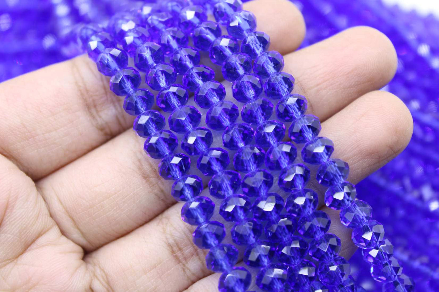 6mm Czech Rondelle Crystal Beads, Dark Capri Transparent, 1 String, Superior quality beads