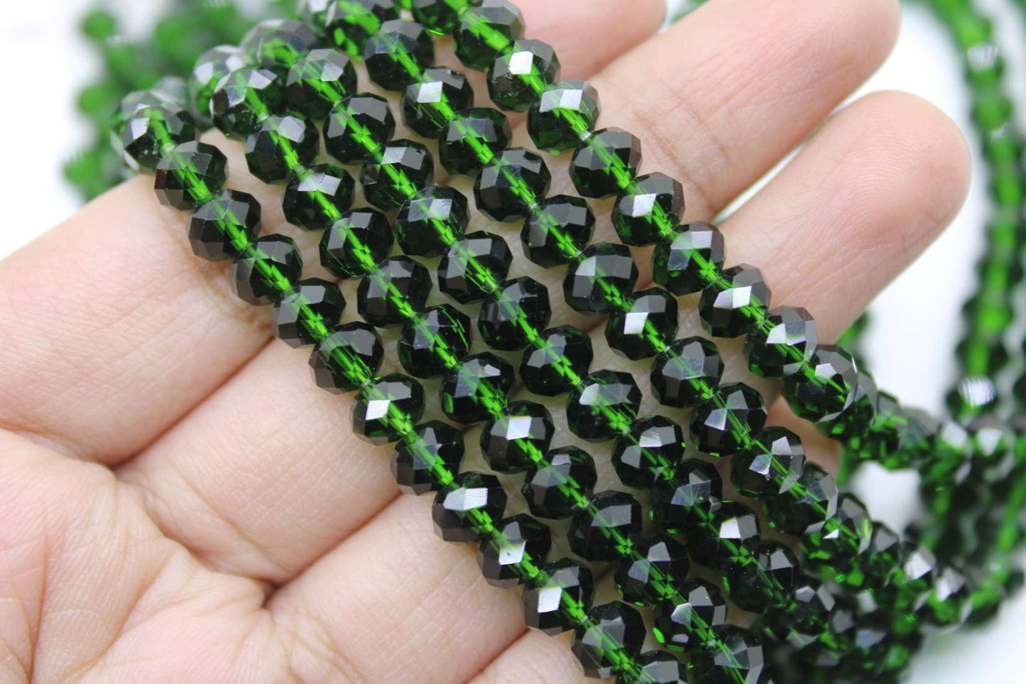 6mm Czech Rondelle Crystal Beads, Emerald Transparent, 1 String, Superior quality beads