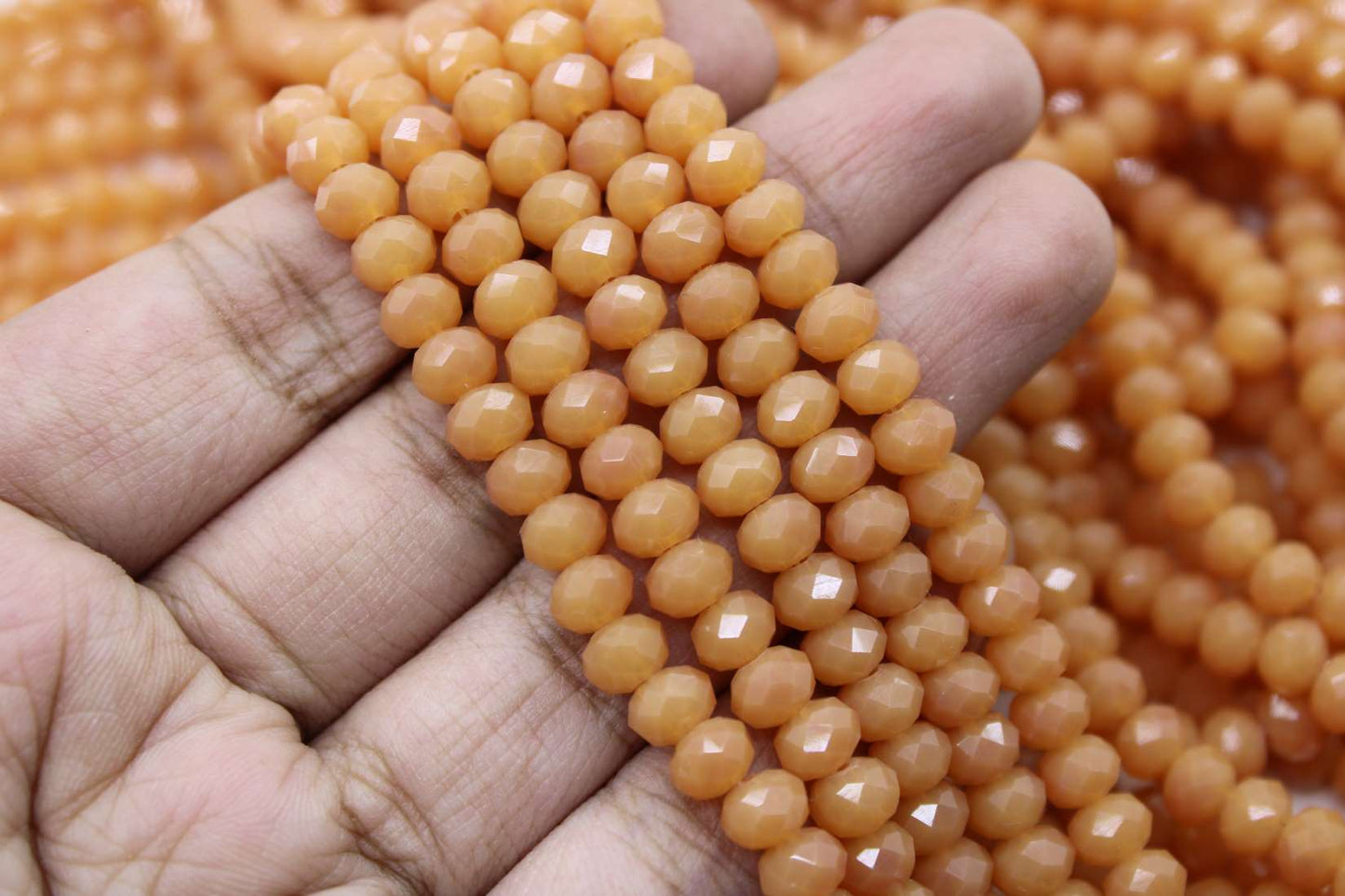 6mm Czech Rondelle Crystal Beads, Peach coral Opaque, 1 String, Superior quality bead