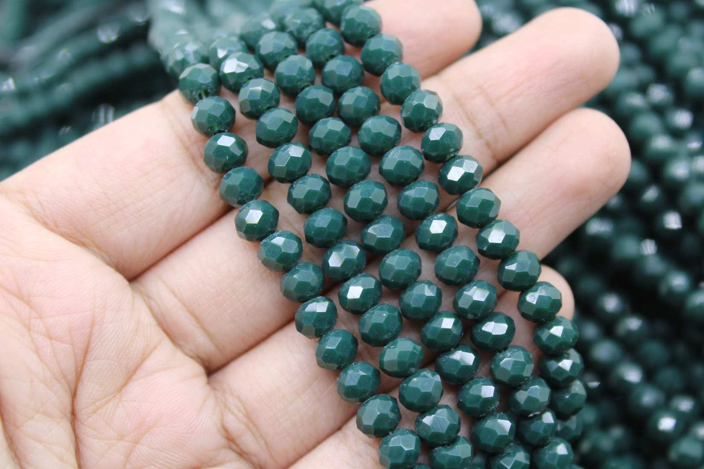 6mm Czech Rondelle Crystal Beads, Dark Emerald Opaque, 1 String, Superior quality beads