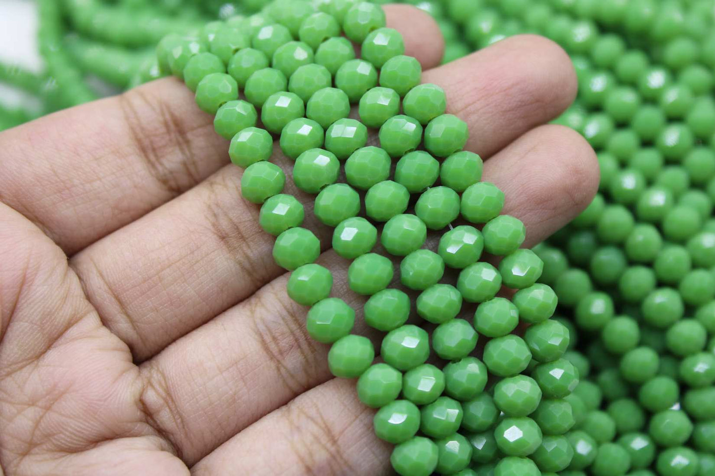 6mm Czech Rondelle Crystal Beads, olive Green opaque, 1 String, Superior quality beads