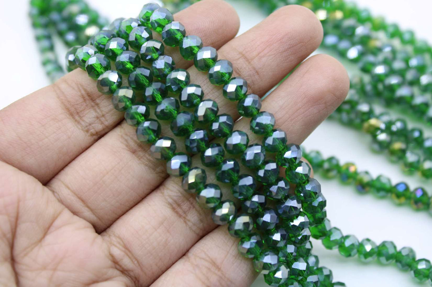 6mm Czech Rondelle Crystal Beads, Emerald AB, 1 String, Superior quality beads