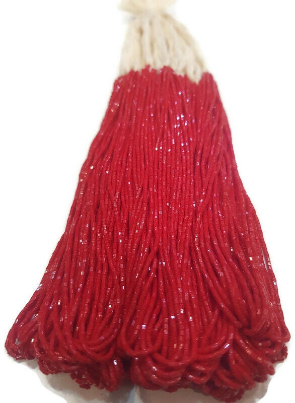 Miyuki Hexagon 2 Cut, 15/0, Red Opaque, Japanese Beads, 1 Hank, Embroidery Beads, Jewelry Findings, Vintage Beads, Hex Cut Beads