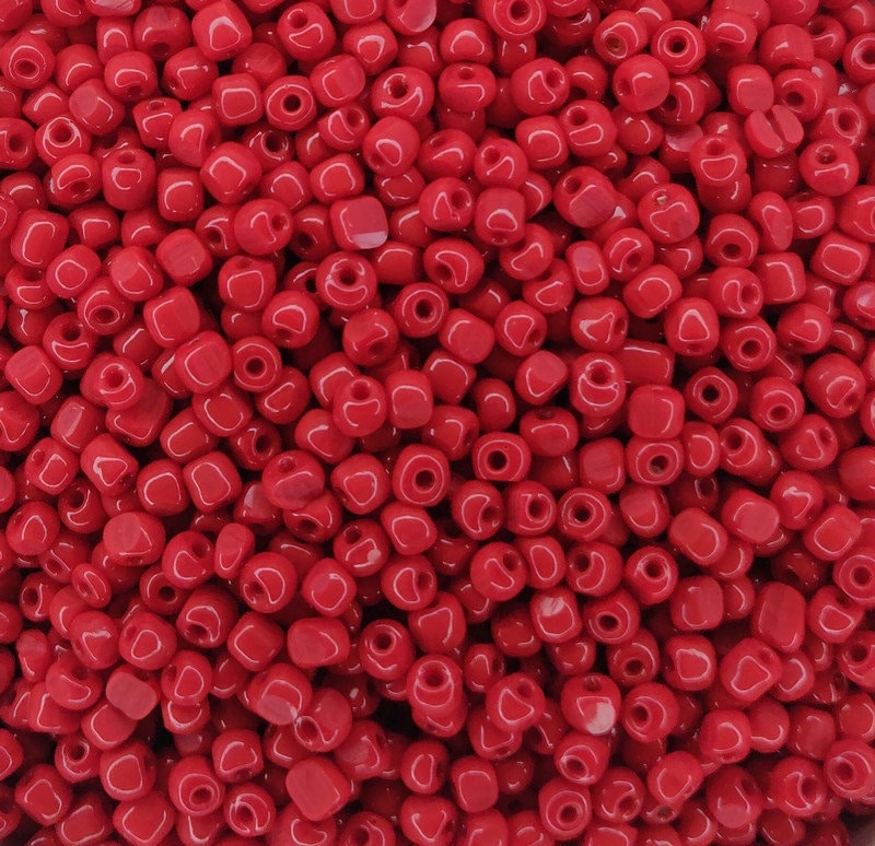 7/0 Charlotte True Cut Beads, Rare Hand Cut, Opaque Indian Coral Glass Beads (2 Perfect Facets) 10/20/50/250/500 Grams. Embroidery, Jewelry beads