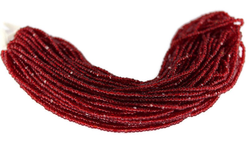 11/0 Charlotte Cut Beads Red Transparent (2 Perfect Facets) 1/3/5 Hanks, Embroidery Material, Jewelry Supply, Vintage Premium True Cuts, 90090