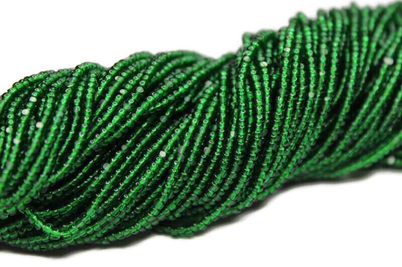 11/0 Charlotte true Cut Beads Tr. Green (2 Perfect Facets) 1/3/5 Hanks, Embroidery Material, Jewelry Supply, Vintage Premium True Cuts, 50100