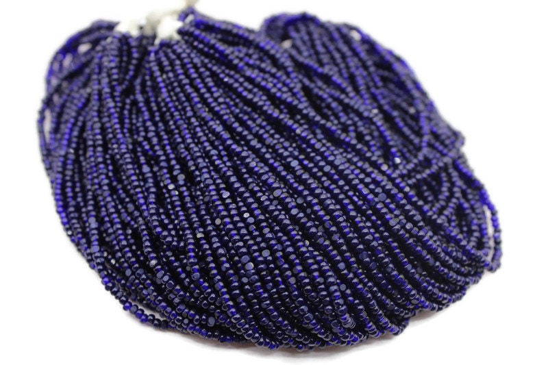 11/0 Charlotte true Cut Beads Tr. Navy Blue (2 Perfect Facets) 1/3/5 Hanks, Embroidery Material, Jewelry Supply, Vintage Premium True Cuts, 30110