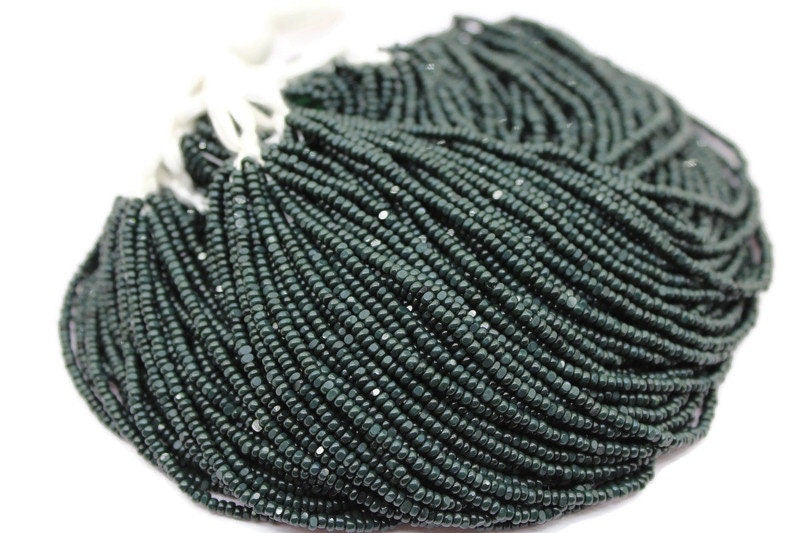 11/0 Charlotte true Cut Beads, Dark Emerald Opaque (2 Perfect Facets) 1/3/5 Hanks, Embroidery Material, Jewelry Supply, Vintage Premium True Cuts, 53270