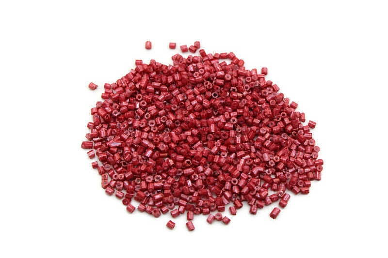 11/0 2 Cut Seed Beads, Red Frosted, 20/50/100 Grams Packs, Embroidery making, Economical Jewelry Making, Indian Hex Cut, Hexagon Beads, 1121D/19.
