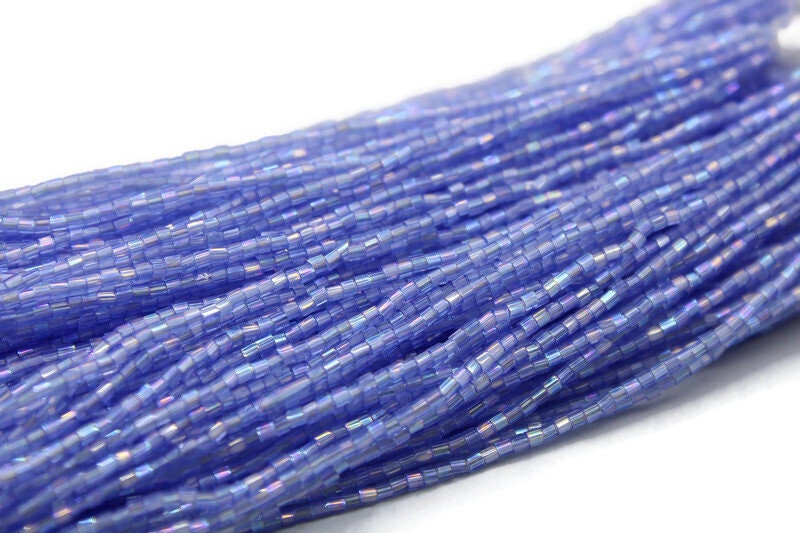 Miyuki Hexagon 2 Cut, 15/0, Periwinkle Blue Rainbow, Japanese Beads, 1 Hank, Embroidery Beads, Jewelry Findings, Vintage Beads, Hex Cut Beads