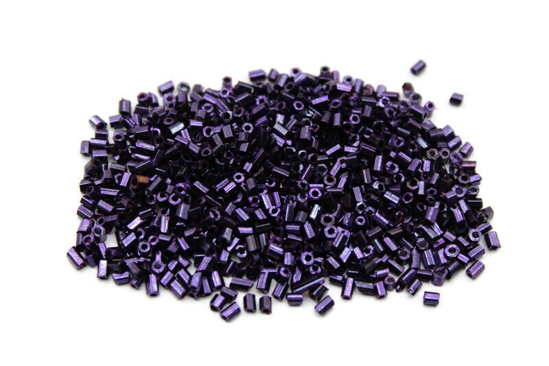 11/0 2 Cut Seed Beads, Purple Metallic, 20/50/100 Grams Packs, Embroidery making, Economical Jewelry Making, Indian Hex Cut, Hexagon Beads, 743SP/9.