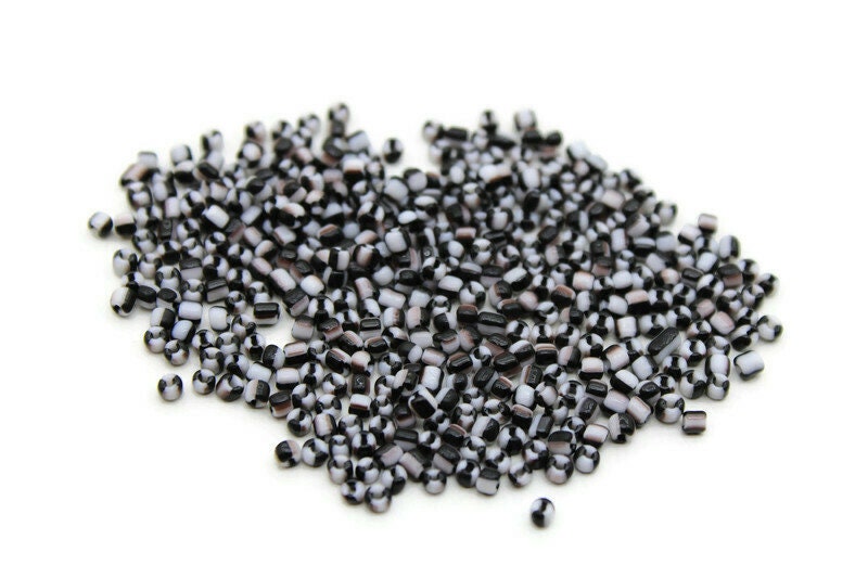 11/0 Black-White Striped Seed Beads, 20/50/100 Grams Packs, Embroidery Beads, Jewelry Beads, Craft Supply, Rondelle Beads, Indian Seed Beads, 491/5.