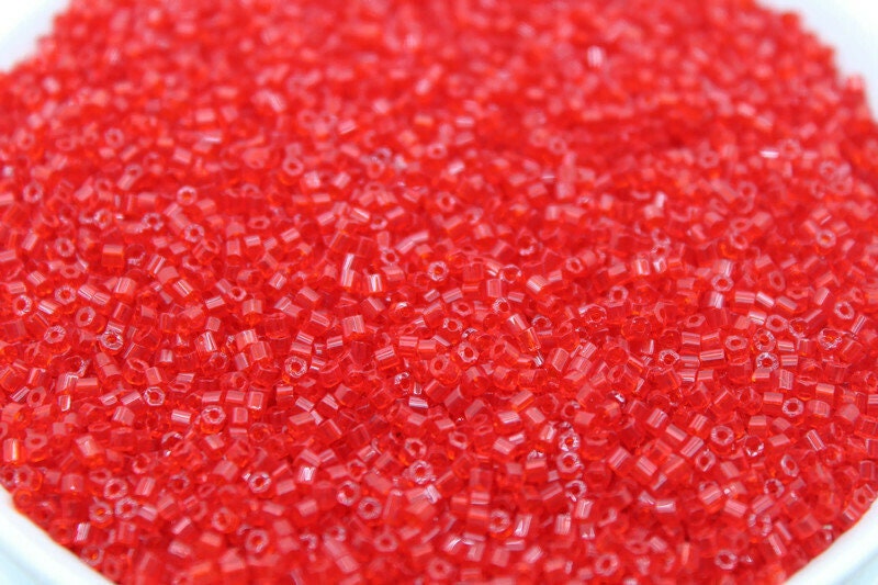 11/0 Preciosa 2 Cut Beads, Tr. Red, Hex Glass Czech Seed Beads, 20/50/100 Grams Packs, Preciosa Ornella Beads, Embroidery Beads, Jewelry Findings, 90050/S1