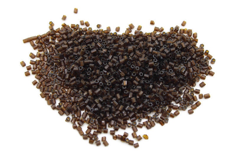 11/0 2 Cut Seed Beads, Tr. Dark Brown , 20/50/100 Grams Packs, Embroidery making, Economical Jewelry Making, Indian Hex Cut, Hexagon Beads, 13D/45.
