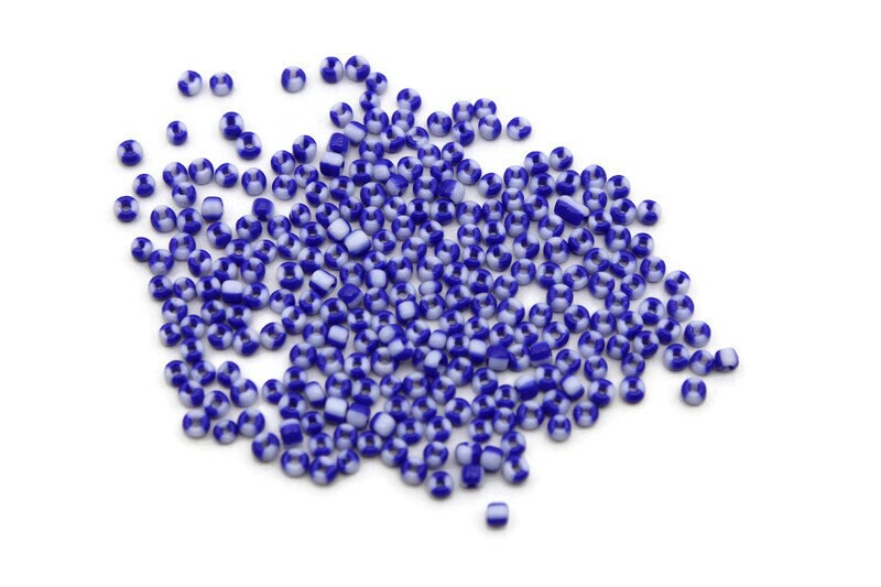 8/0 Navy-Blue White Striped Seed Beads, 20/50/100 Grams Packs, Embroidery Beads, Jewelry Beads, Craft Supply, Rondelle Beads, Indian Seed Beads, 481/4.