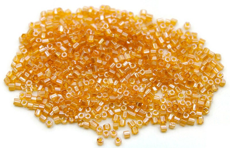 11/0 Preciosa 2 Cut Beads, Texas Orange Luster, Hexagon Glass Czech Seed Beads, 20/50/100 Grams Packs, Preciosa Ornella Beads, Embroidery Beads, Jewelry Finding, 86060/S17