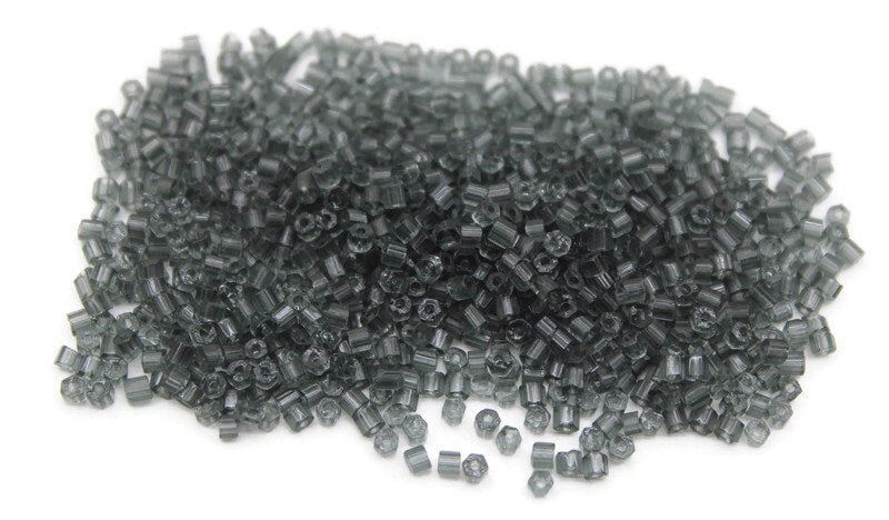11/0 Preciosa 2 Cut Beads, Gray Transparent, Hex Glass Czech Seed Beads, 20/50/100 Grams Packs, Preciosa Ornella Beads, Embroidery Beads, Jewelry Findings, 40010/S41