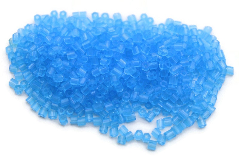 11/0 Preciosa 2 Cut Beads, Arabian Blue Transparent, Hexagon Glass Czech Seed Beads, 20/50/100 Grams Packs, Preciosa Ornella Beads, Embroidery Beads, Findings, 60010/S52