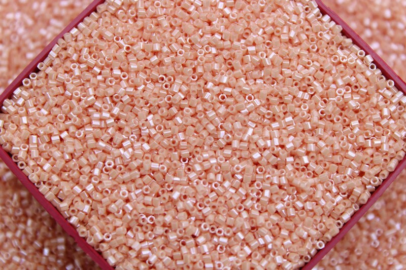Miyuki Hexagon 2 Cut, 15/0, Salmon Opaque Luster, Japanese Seed Beads, 10/20/50 Grams, Hex Beads, Miyuki Glass Beads, Embroidery Material, 429/S11