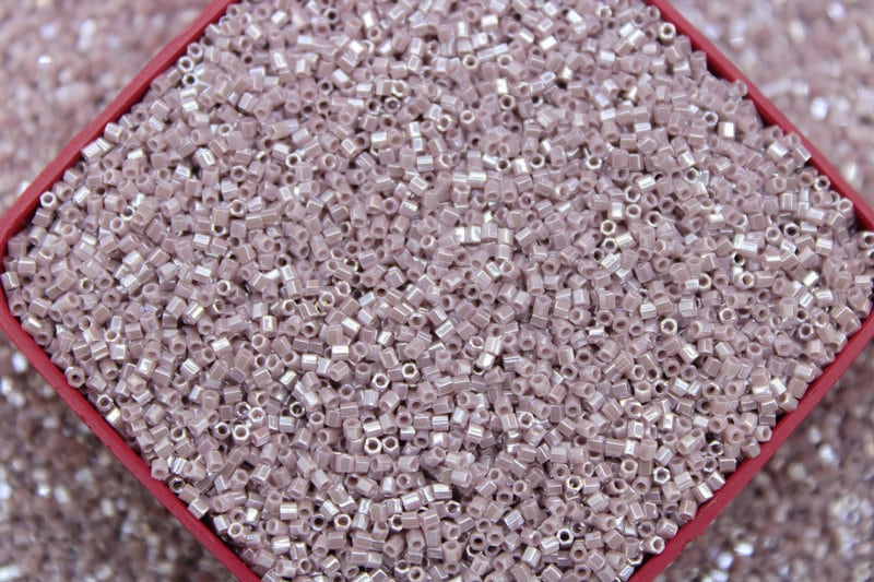 Miyuki Hexagon 2 Cut, 15/0, Mauve Opaque Luster, Japanese Seed Beads, 10/20/50 Grams, Hex Beads, Miyuki Glass Beads, Embroidery Material, 437/S24