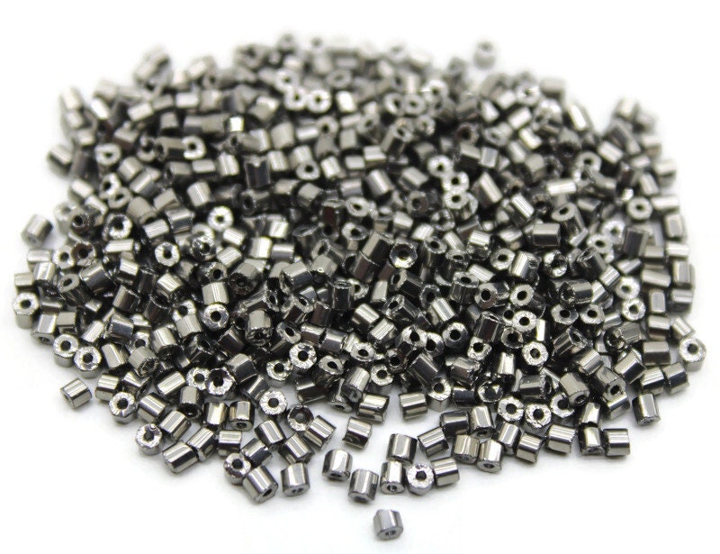 11/0 Preciosa 2 Cut Beads, Light Charcoal Metallic, Hexagon Glass Czech Seed Beads, 20/50/100 Grams Packs, Preciosa Ornella Beads, Embroidery Beads, Jewelry Findings, V.S.L.M/S25