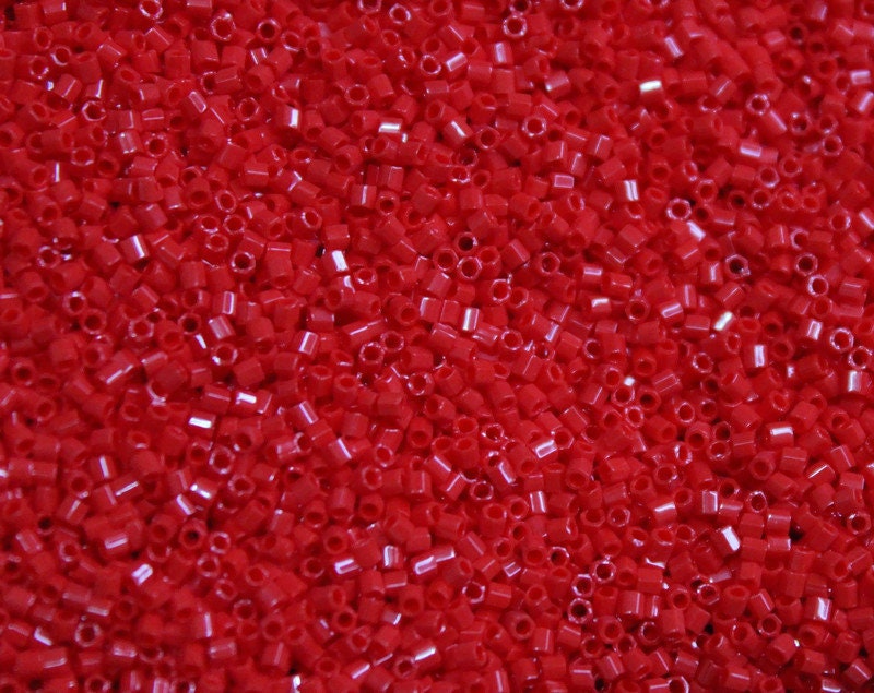 Miyuki Hexagon 2 Cut, 15/0, Opaque Red, Japanese Seed Beads, 10/20/50 Grams, Hex Cut Beads, Miyuki Glass Beads, Embroidery Material, 408/S33
