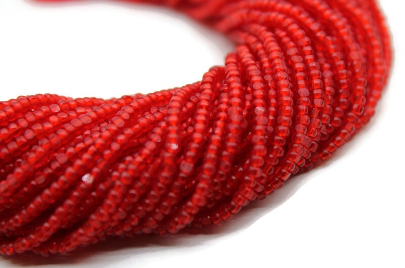 11/0 Charlotte true Cut Beads Light Red Transparent (2 Perfect Facets) 1/3/5 Hanks, Embroidery Material, Jewelry Supply, Vintage Premium True Cuts, 90070