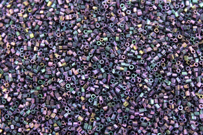 Matsuno Hexagon 2 Cut, 15/0, Purple Iris, Japanese Seed Beads, 10/20/50 Grams, Hex Cut Beads, MGB Glass Beads, Embroidery Material, (904)/S8