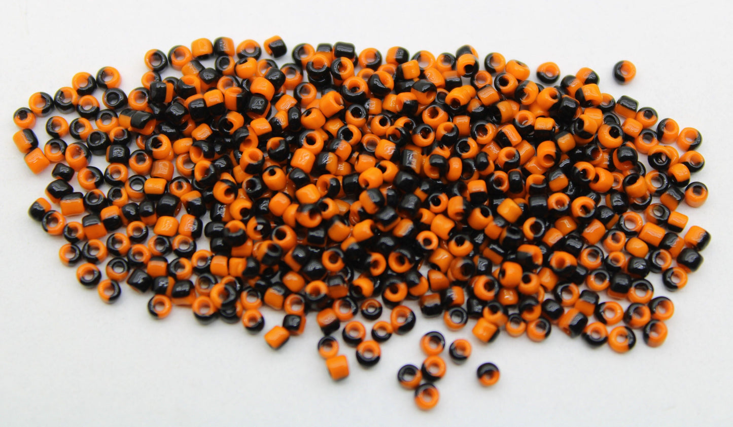 11/0 Black-Orange Striped Seed Beads, 20/50/100 Grams Packs, Embroidery Beads, Jewelry Beads, Craft Supply, Rondelle Beads, Indian Seed Beads, 509/16.